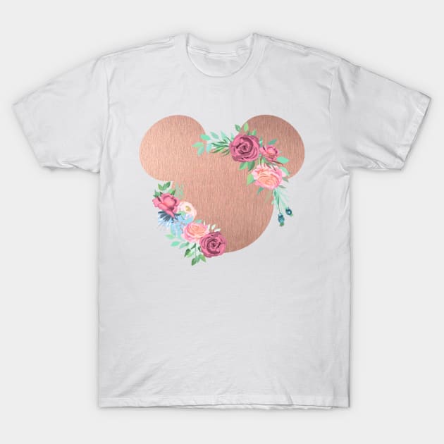 Rose Gold Floral Mouse T-Shirt by MelissaJoyCreative
